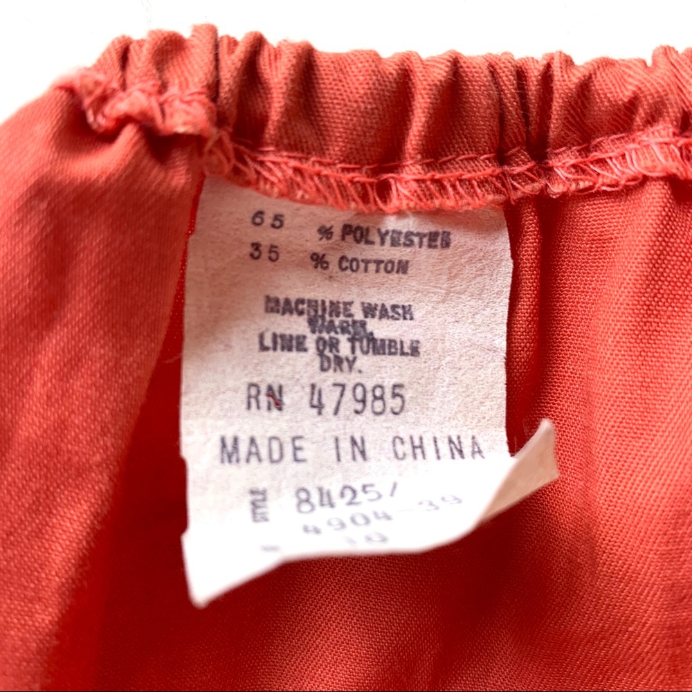 VINTAGE Strappy color-blocked sundress Coral, tan, & white Belted waist Size 10 - Picture 6 of 11